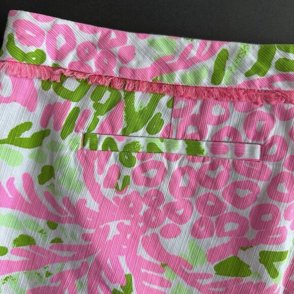 Lilly Pulitzer Adie Shorts 6 Pink Sunset Home Slice Floral Print Green - Picture 7 of 8